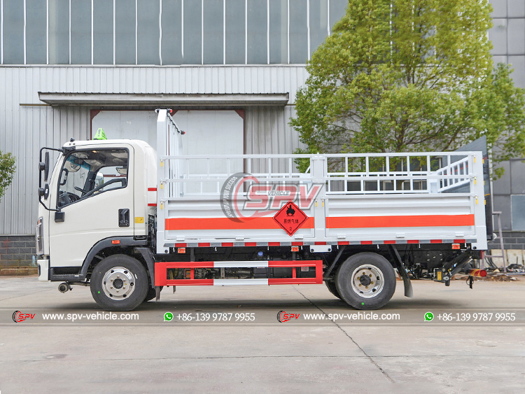LPG Cylinder Transport Cargo Truck HOWO - Left Side